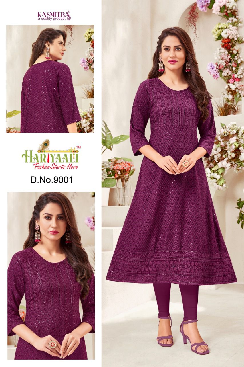 Hariyaali Aleen Fancy Regular Wear Rayon Latest Kurtis Collection